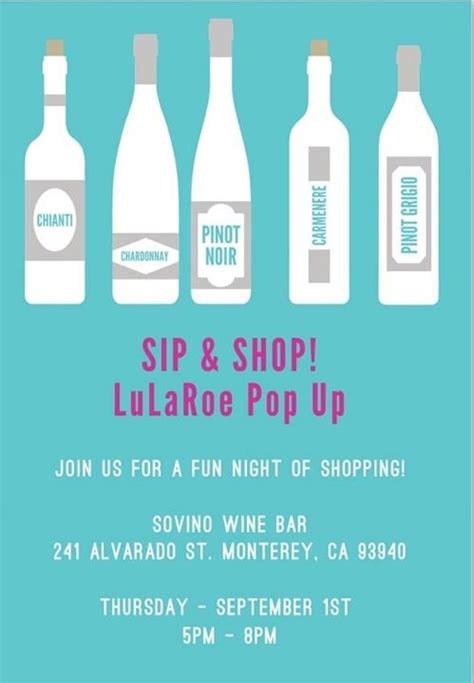 Sip And Shop Lularoe Pop Up Party At Sovino Old Monterey