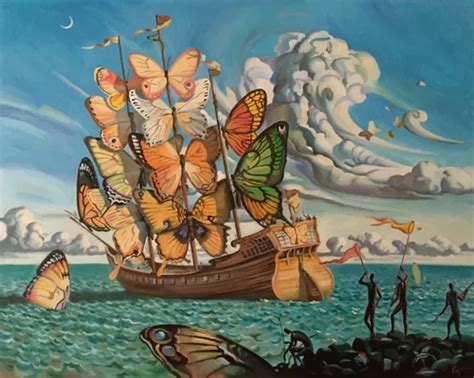 Lienzo Tela Barco De Mariposas Salvador Dalí 60 X 80 Cm Meses Sin