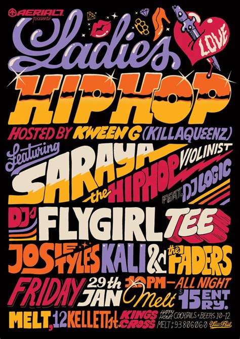 Hip hop music poster, art, gift, hip hop fan, original cassettes, old skool, retro, greatest hip hop albums. 40+ Creative Gig Posters for Inspiration -DesignBump