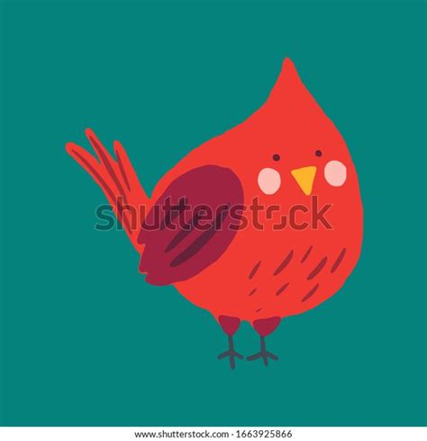 Vector Cardinal Red Bird Cute Hand Stock Vector Royalty Free