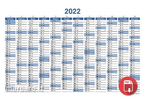 Calendari 2022 In Pdf Da Stampare Con Le Festività Italiane