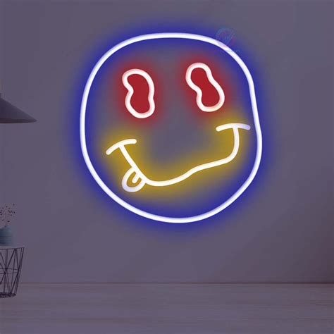 Smile Neon Sign Smile Led Sign Wall Decor Neon Sign Funny Face Neon