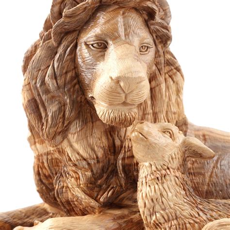 Carved Lion And Lamb Lion And Lamb Wood Animal Carving