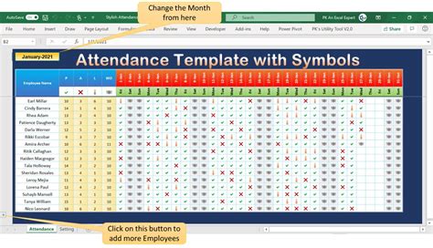 Stylish Attendance Tracker With Symbols Pk An Excel Expert