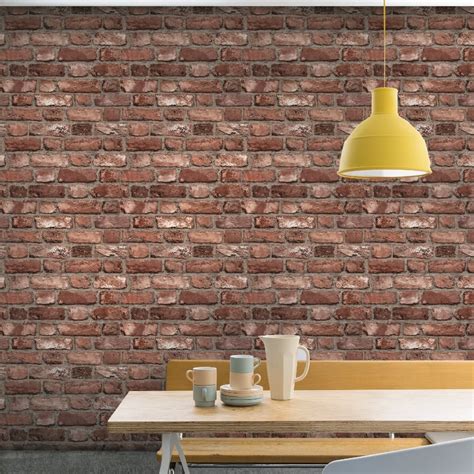 Grandeco Vintage House Brick Pattern Wallpaper Faux Effect