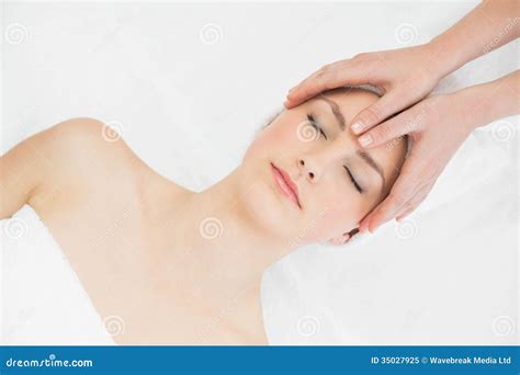 Hands Massaging A Beautiful Woman S Forehead Stock Image Image Of Health Teenage 35027925