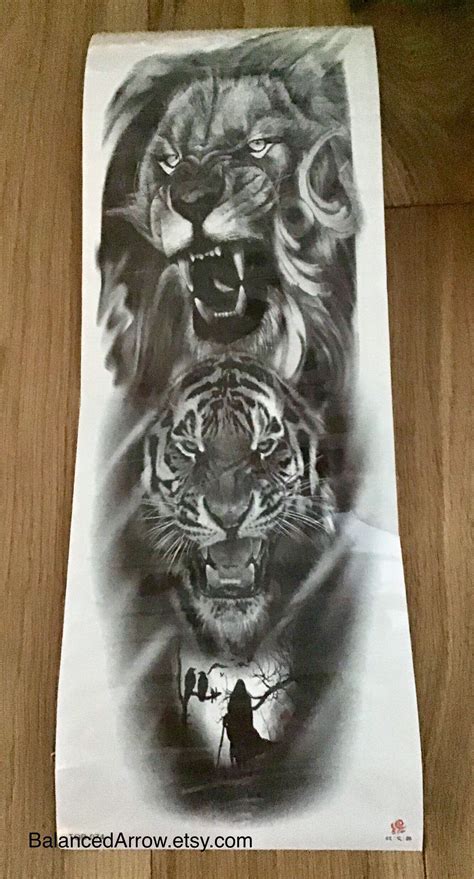 Lion Tattoo. Tiger Tattoo. Temporary Tattoo. Animal Tattoos. | Etsy | Lion tattoo, Tiger tattoo ...