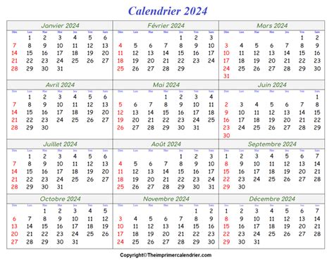 Calendrier Imprimable 2024 The Imprimer Calendrier