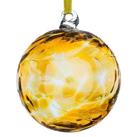 November Birthday Birthstone Topaz Blown Glass Hanging Ball The