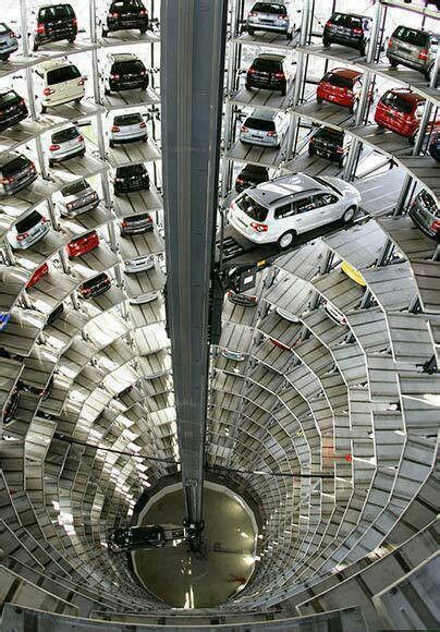 Volkswagen bank per post kontaktieren. Parking Garage for VW new cars for their owners. Wolfsburg ...