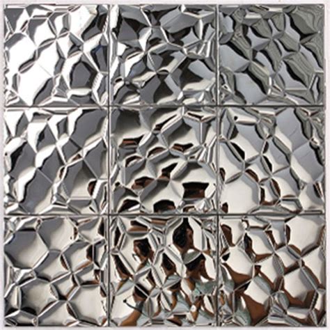 Metallic Mosaic Tile Silver Stainless Steel Tile Patterns Kitchen