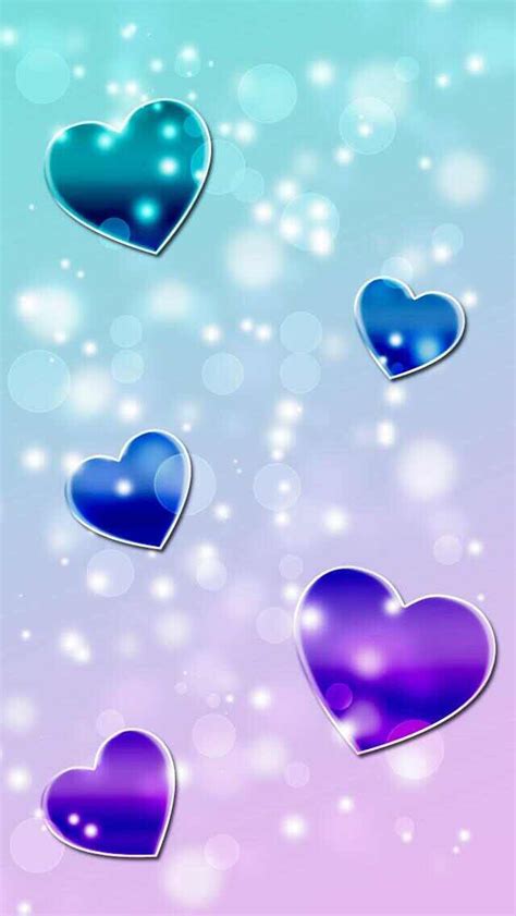 Blue And Purple Hearts Wallpaper