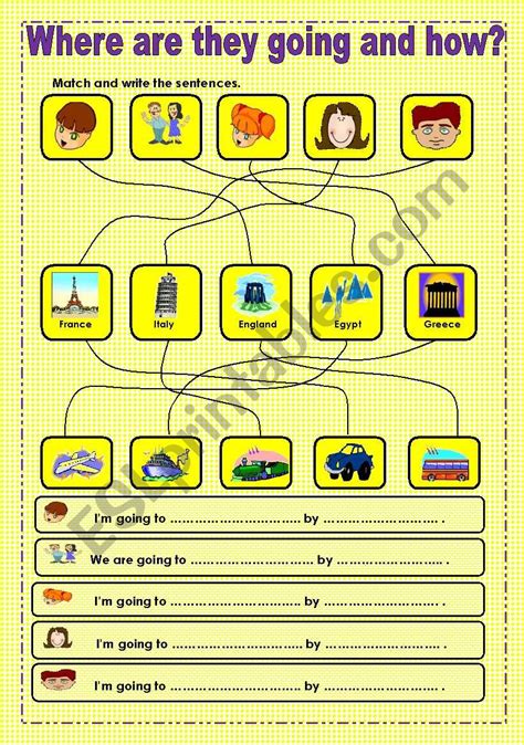 Where Are They Going And How Esl Worksheet By Jovance