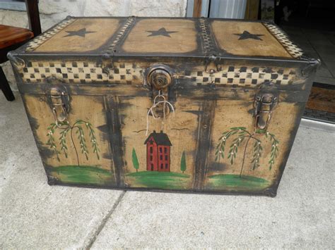 Hand Painted Trunk Could Put Hardware On My Own Primitive Painted