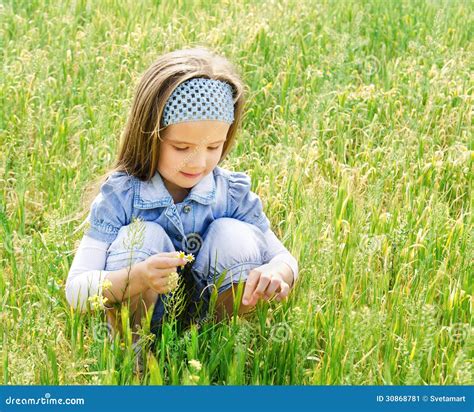 Cute Little Girl On The Meadow Stock Image Image Of Meadow Cute
