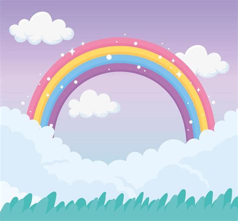 Cartoon Sky With Rainbow 2060468 Vector Art At Vecteezy