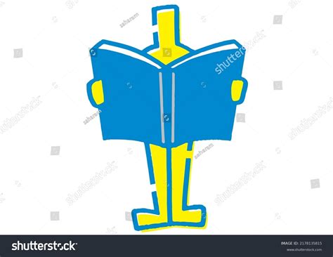 Stick Figure Reading Book Hand Drawn Stock Vector Royalty Free