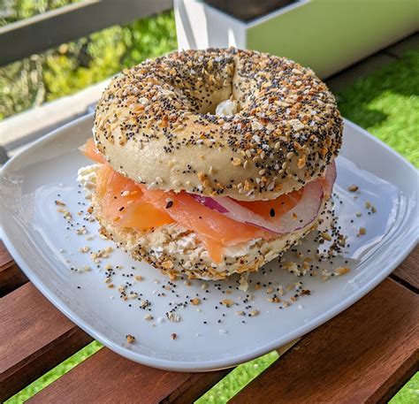 Nyc Everything Bagel With Lox Cream Cheese Red Onion And Capers