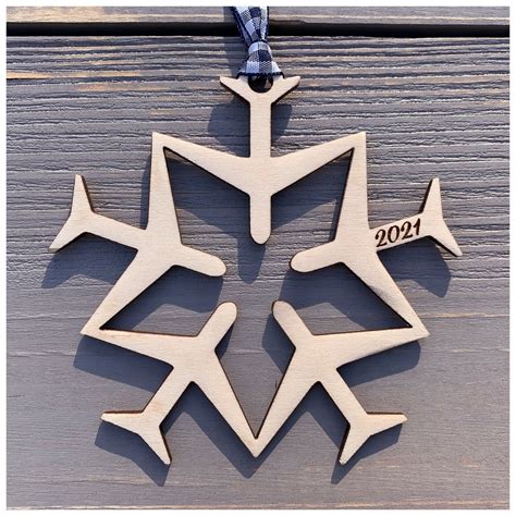 2021 Airplane Snowflake Ornament Custom Travel Flight Etsy