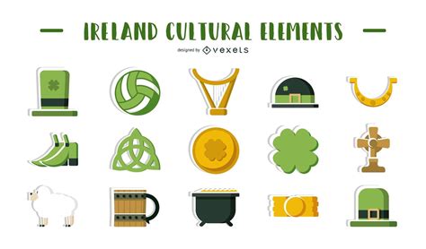 Ireland Cultural Elements Illustration Vector Download