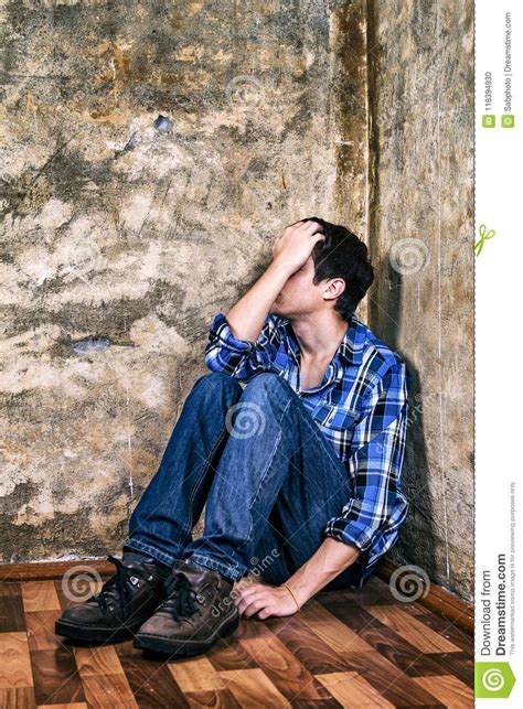 Sad Young Man Stock Photo Image Of Single Floor Despondent 118394930