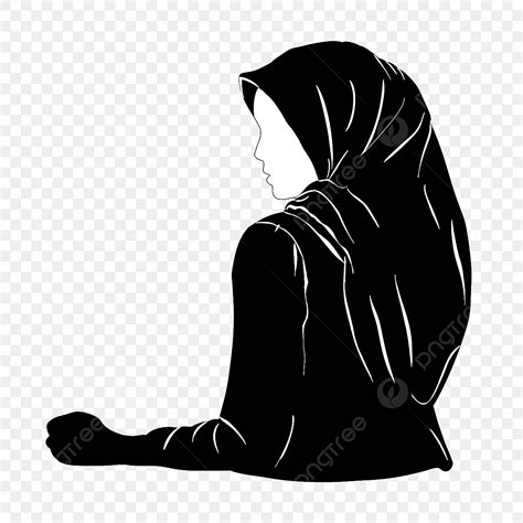 Female Side Silhouette Vector Png Hijab Female Back Side Face