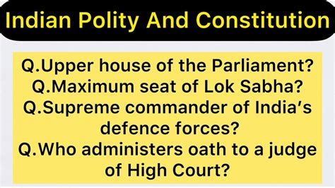 Gk On Indian Polity And Constitution Questions On Indian Polity And