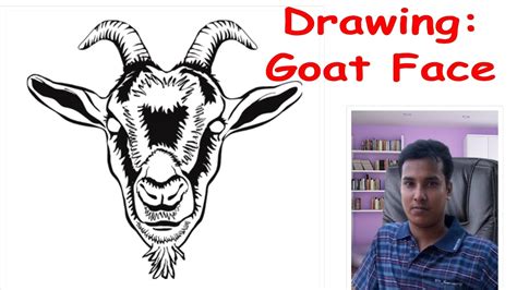 Begin with drawing a large oval and a small circle. How to draw a goat face - YouTube