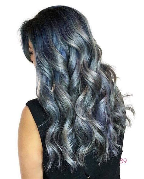 Blue And Grey Balayage Mermaid Hair Hair Styles Long Hair Styles