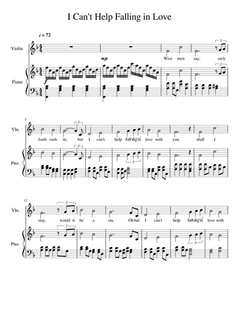 I Cant Help Falling In Love Sheet Music For Violin Piano Download Free In Pdf Or Midi
