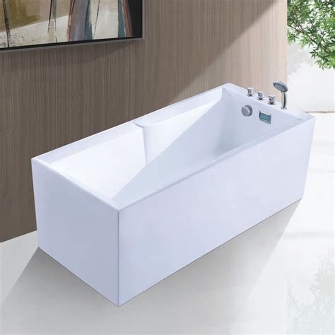 Rectangular Freestanding Bath Straight Shroud And Center Drain