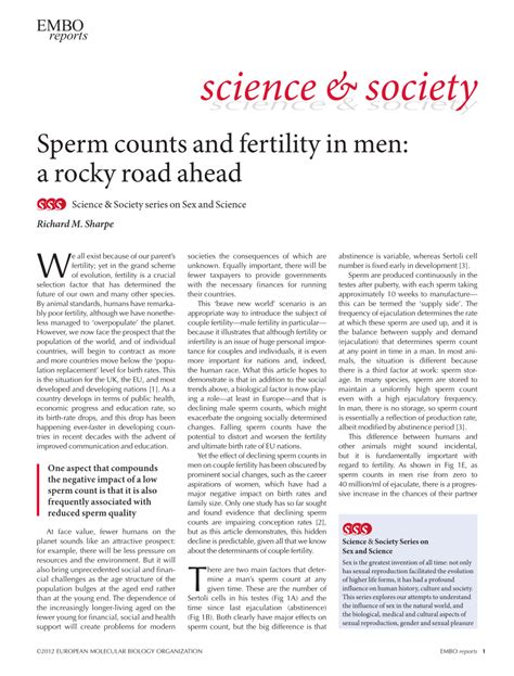 Pdf Sperm Counts And Fertility In Men A Rocky Road Ahead Science