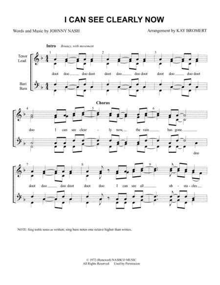 I Can See Clearly Now Quartet By Jimmy Cliff Digital Sheet Music For Set Of Parts Download