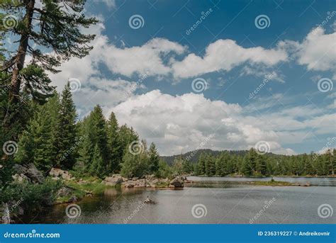 Majestic Mountain Lake Scenery Of High Mountain With Lake And High