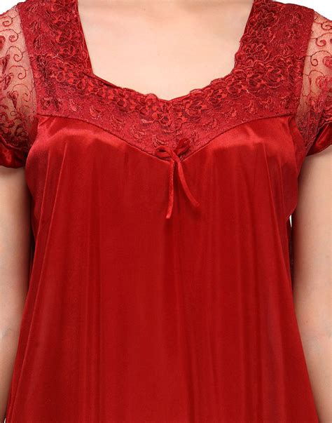 Buy Oleva Satin Nighty And Night Gowns Maroon Online At Best Prices In India Snapdeal