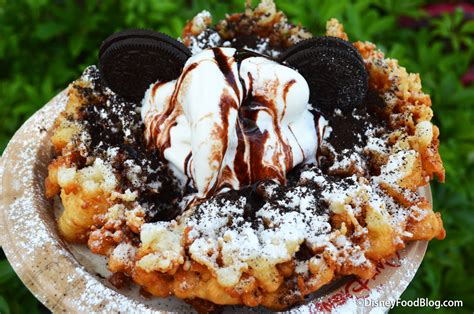 Review Cookies Cream Funnel Cake At Oasis Canteen In Walt Disney World The Disney Food Blog