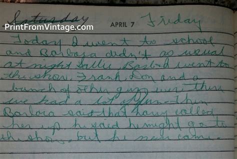 miss norma s diary april 7 1961 then barbara said that larry called her up print from
