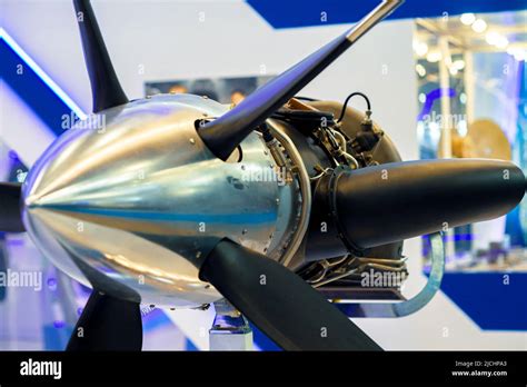 Turboprop Engine Installed On Aircraft For Various Purposes Stock