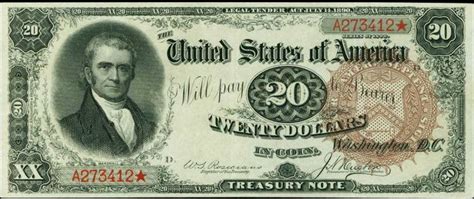 Series 1890 20 Treasury Note Value Sell Old Currency
