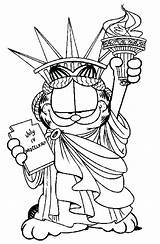 Liberty Statue Coloring Garfield Drawing Easy Tex Crown Sketch Netart Template Getcolorings Printable Getdrawings sketch template