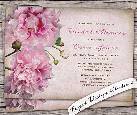 Pink Peony Invitation Botanical Invitation Bridal Shower Etsy