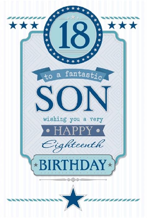 Son 18th Birthday Card 18 Today Blue Glitter Text And Silver Stars 975