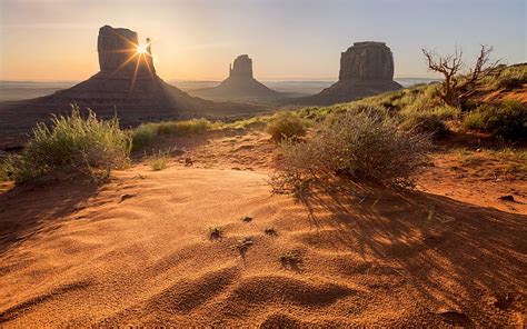 Monument Valley Evening Sunset Desert Rocks Arizona Utah Usa Hd