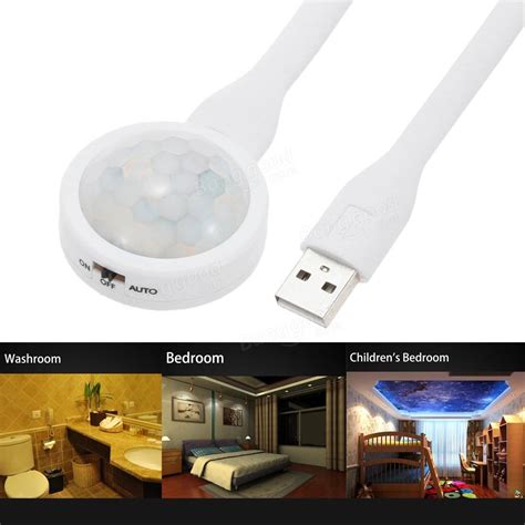 Portable Usb Led Human Pir Motion Sensor Night Light For Bedroom