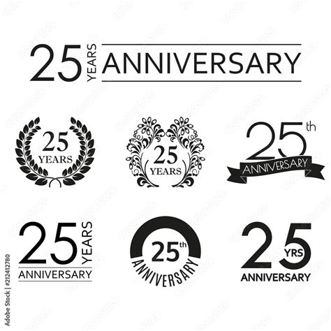 25 Years Anniversary Icon Set 25th Anniversary Celebration Logo