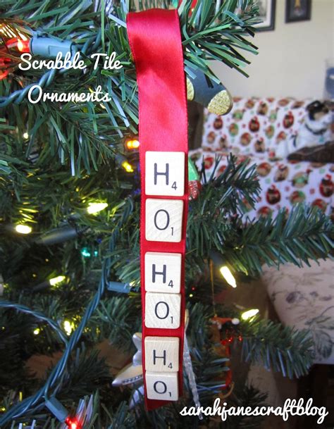 Scrabble Tile Ribbon Ornaments