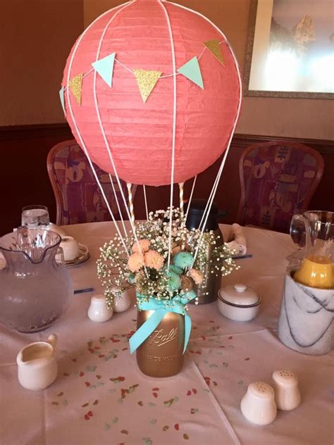 Hot Air Balloon Centerpiece For Baby Maras Shower Baby Shower Table