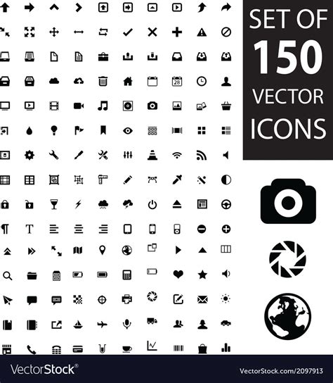 Set Of 150 Icons Royalty Free Vector Image Vectorstock