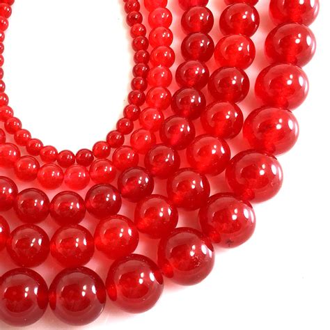Gemstones Red Jade Beads Dyed Natural Jade Smooth Round Beads Etsy