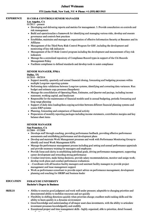 Senior Manager Resume Template Word